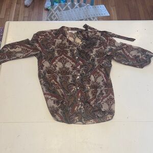 Black Rainn Paisley Blouse in Brown and Red